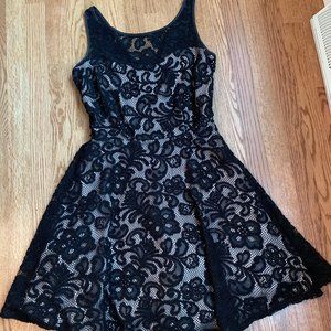 Black lace/tan cocktail dress